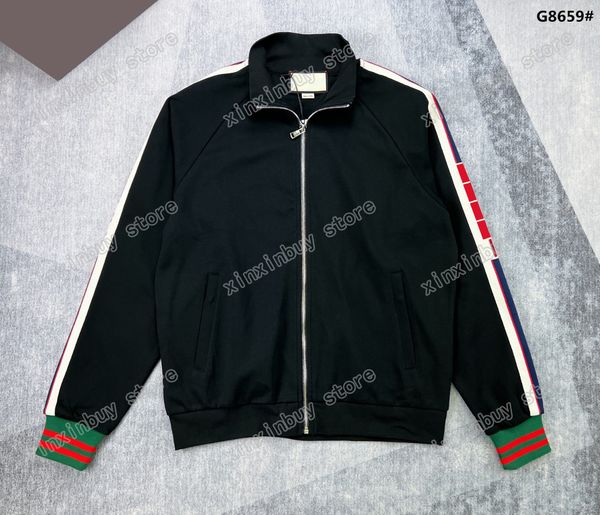 Xinxinbuy erkek kadın tasarımcılar Trailtsit Mektup Paris Striper Zipper Sokak Giyim Rüzgar Yasağı Koşu Erkek Men Tasarımcı Kırmızı Siyah M-3XL