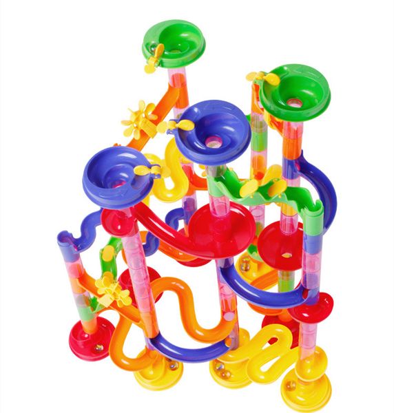 wholesale 105 Teile/schachtel Kinder Modellbausätze DIY Spielzeug Bau Marmor Rennen Lauf Labyrinth Kugeln Pipeline Typ Gleisblöcke Lernspielzeug für Kinder