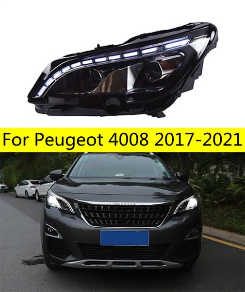 Фара для Peugeot 4008 5008, светодиодная фара 20 17-2021, фары 4008 5008, DRL, указатель поворота, дальний свет, рабочий свет