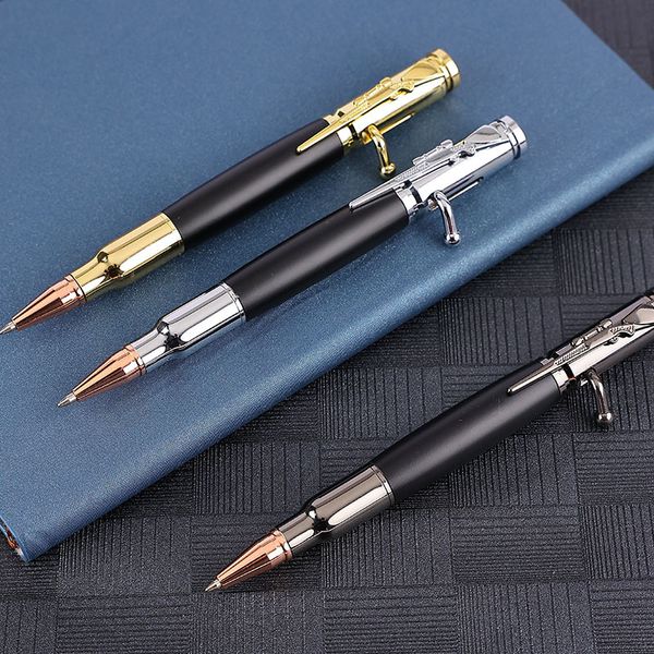 Diy Gun Metal Bolt Action Pen Antique Solid Brass Bullet Rifle Clip Шариковые ручки с персонализированным логотипом Man Cool Gifts