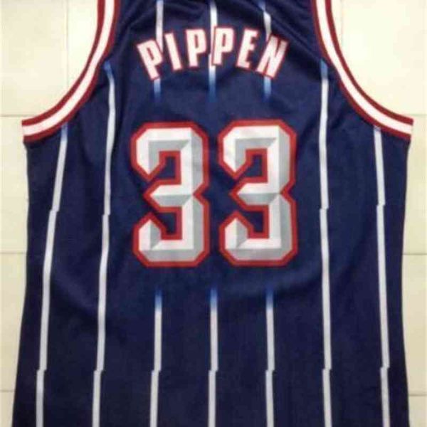 Ucuz #33 Scottie Pippen Jersey Blue Green Dikiş Yetişkin Erkek Yetenli Yelek Tişört Basketbol Formaları Yelek Gömlek