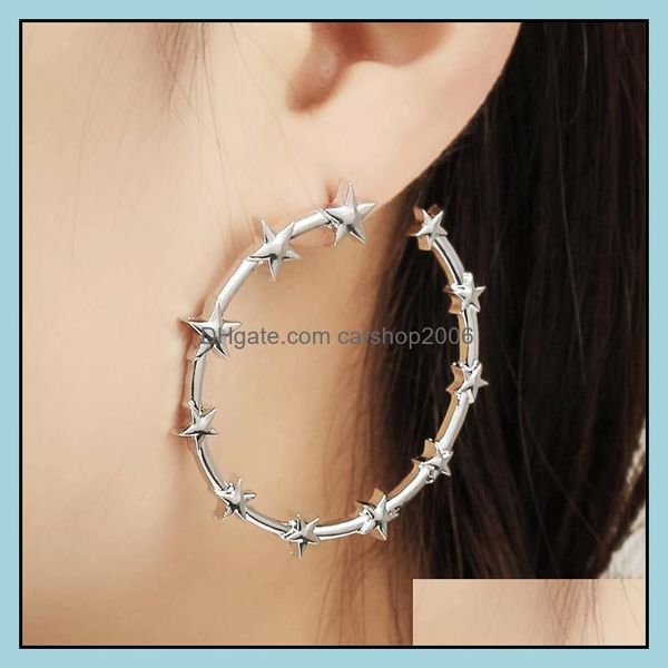 Hoop Hie Star Earring Romantic Geometry Hanging Simple Pentagram Orecchini Brincos Femme Jewelry Big Drop Delivery 2021 Carshop2006 Dhrrz