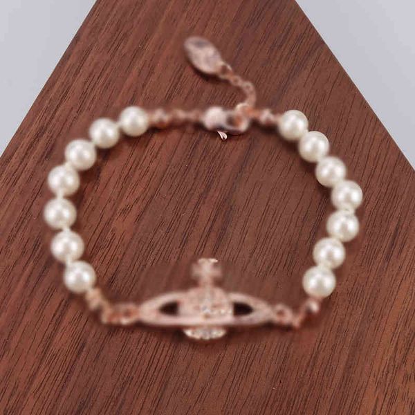 Pulseiras femininas curtas com corrente de pérolas, strass, órbita, pulseiras de pérolas barrocas, para mulheres, joias de luxo, presente303O