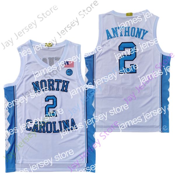 2022 2020 New NCAA College North Carolina Jerseys 2 Cole Anthony Basketball Jersey Tamanho Branco Jovem Adulto