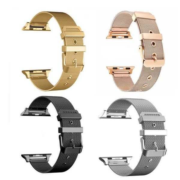 Uhr Strap Für Apple Uhr 1/2/3/4 Milanese Mesh Gürtel Nadel Schnalle Schwarz Silber Uhr Band 38 40 42 44mm Armband Für Iwatch