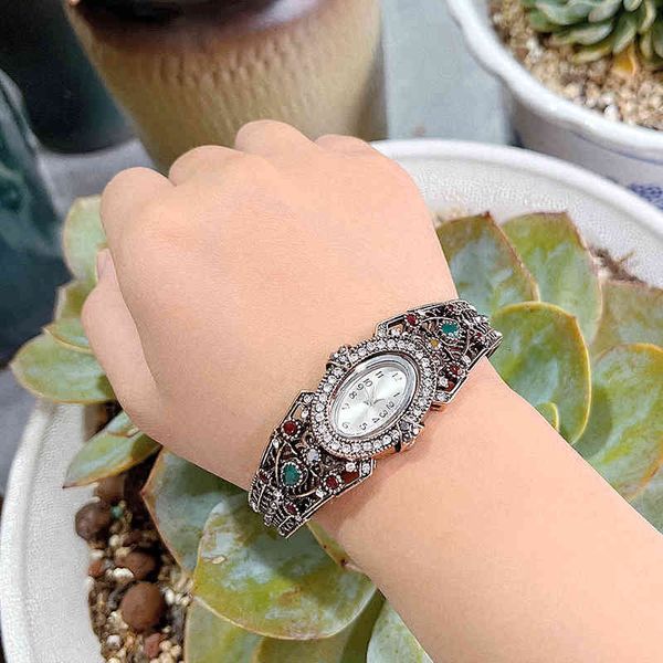 Дизайнерские ювелирные изделия Винтажные турецкие браслет часы богемия женские браслет антикварные золотые цвета Quartz Watch цифровые наручные часы Relogio feminino подарок