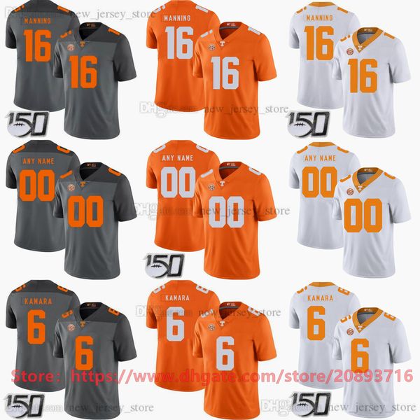 150th Patch BOWL NCAA Football College Uomo Donna Bambini Ragazzi Tennessee Volunteers Jersey Youth 6 Ain Kamara 16 Peyton Manning 92 Reggie Bianco