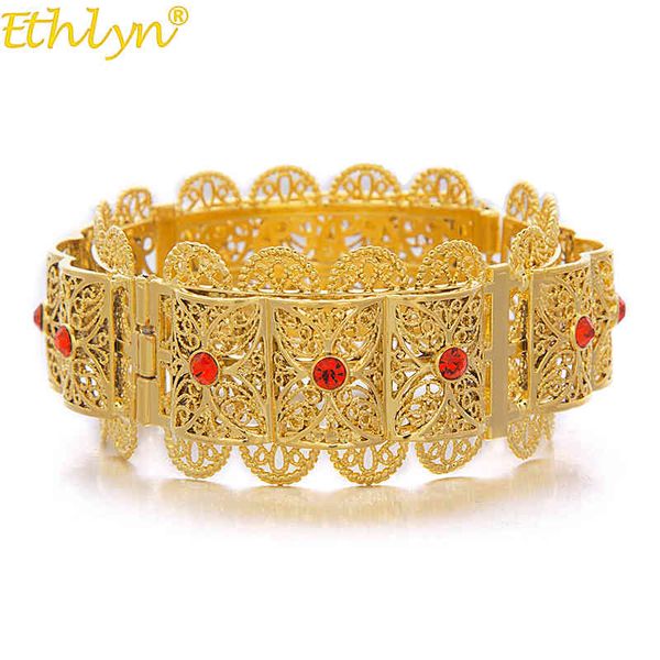 Designer Ethlyn Jewelry Großer Armreif für Frauen Goldfarbe Dubai Äthiopisches Armband Rot/Blau/Grün/Weiß Arabischer Naher Osten-Stil B069