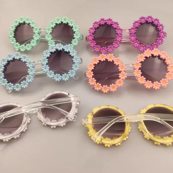 Occhiali da sole con fiore margherita carino per bambini protezione solare rotonda all'aperto 2022 nuovi occhiali di moda per occhiali da sole per bambini