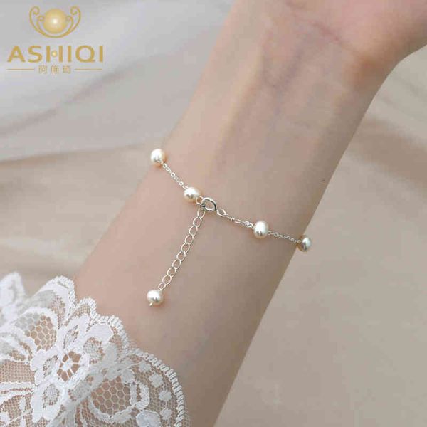 Bangle Designer Ashiqi Perle d'acqua dolce naturali 4-5 mm Mini Bracciale in argento sterling 925 Gioielli regalo per le donne