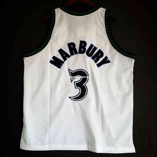 Maglia cucita 100% Stephon Marbury # 3 Starter bianca Maglia da uomo Taglia XS-6XL Maglia da basket cucita Ncaa