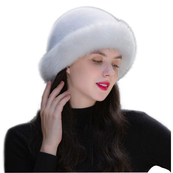 Настоящий целый шерсть из цельной норки шляпа Fox Fec Fur Brim Winter Capt Black Grey White