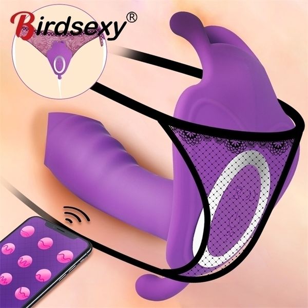 Tragbare Höschen Dildo Vibratoren APP Drahtlose Fernbedienung Sex Spielzeug für Frauen 10 Geschwindigkeit G-punkt Klitoris Stimulieren Vagina orgasmus 220817