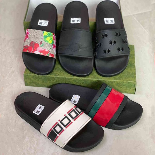 Designer-Sandalen aus Gummi, flache Sandalen für Herren und Damen, Tiger-Bienen-Blumen, modisch, klassisch, Original-Sandale, Sommer-Strand-Slipper mit Box