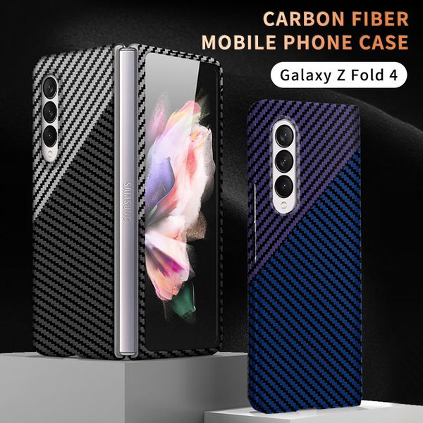 Casos finos de fibra de carbono frios para Samsung Galaxy Z Fold 4 Tampa de armadura para PC fosco