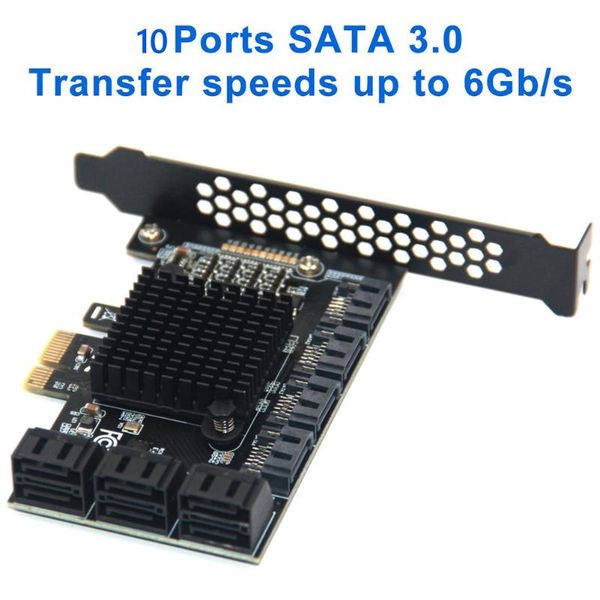 Bilgisayar Kabloları Konektörler Genişletme Kartı PCIE 1X - 6/10 PORT ADAPTÖR SATA 3.0 6GBPS Masaüstü PC için Arayüz Hızı Yükseltici ComputerCompute