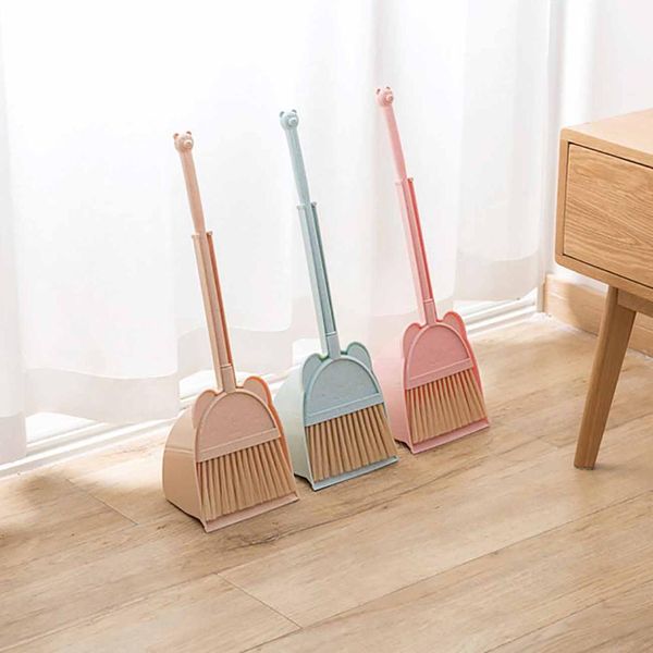 2pcs/Set Carton Broom Dustpan Set Kids Mini Mini Desktop Sweep Sweep rash rate Съемная метла Head Trabil