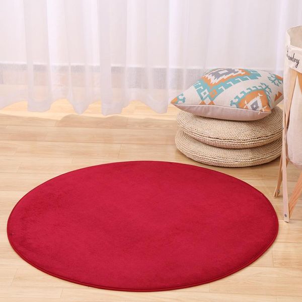 Cuscino/Cuscino Decorativo Rotondo 100 cm Solido Flanella Memory Foam Tappeti Tappeto Camera da letto Zerbino Tappetino Verde/Rosso/Grigio Tappetini per sedia Yoga Fo