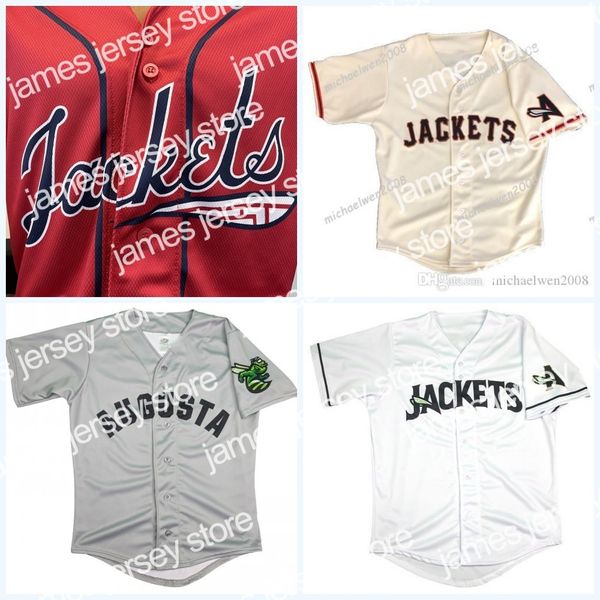 2022 Mens Augusta GreenJackets Jersey 2021 New White Beige Grey Red Custom Any Name Any Number Рубашки с двойным швом Бейсбольные майки