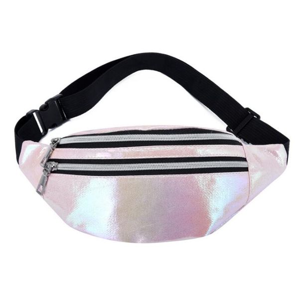 Fannypack holográfico para mulheres Bum Bag Girls Bumbag Bumbag Shiny Neon Laser Crossbody Saco de cintura ao ar livre viagens à prova d'água de ginástica esportes de ginástica esportes de fitness pacote de fanny