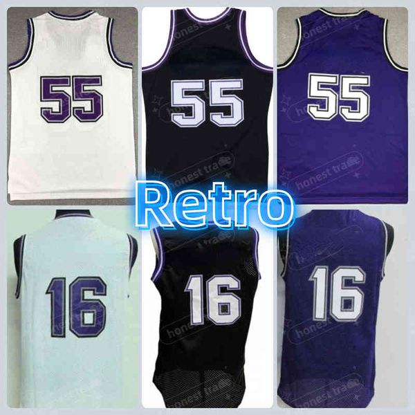 REMULHA PEJA VINTAGE 16 Jerseys de basquete 55 Equipe Afay Purple Black White costurado mens