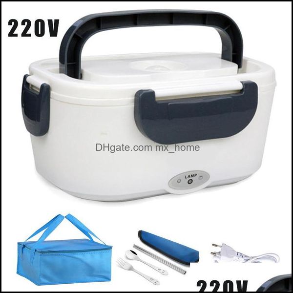 Geschirr-Sets Stecker Elektrische Lunchbox Home Heizung Wärmer Lagerbehälter Büro Erwärmung Bento Kunststoff Mahlzeit Prep Drop Deliv Mxhome Dhvjc