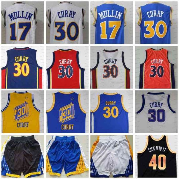 Retro 30 Stephen17 Chris Mullin Curry Trowback Blue Basketball Jerseys Classic clássico amarelo azul branco masculino costeiro de camisa ao ar livre appa