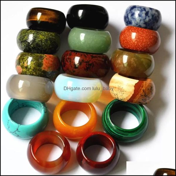 Bandringe Natursteinring für Frau Modeschmuck Glatter Mticolor Opal Engagement Finger Männer Mi Drop Lieferung 2021 Lulubaby DH591