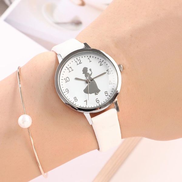 Relógios de pulso relógios femininos couro de couro moderno dial dial metal ladies bracelete quartzo relógio relógio zegarek damskiwristwatches