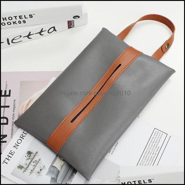 Scatole di fazzoletti Tovaglioli Creative Hangable Box Case Pu Leather Home Car Tovagliolo per tovaglioli Porta dispenser Er Drop Delive Packing2010 Dhswf