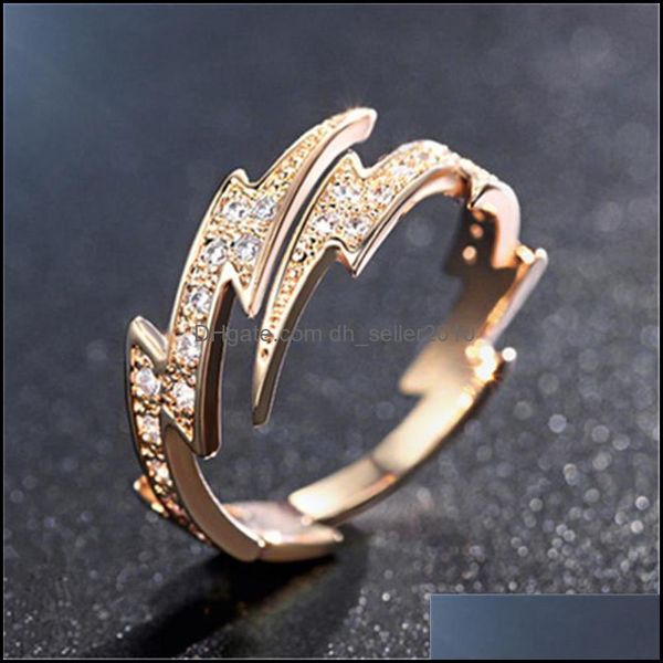 Küme Yüzükler Moda Hipster Yıldırım Kaplama 18 K Rose Gold Ayarlanabilir Renk Yüzük Kadın İşaret Parmağı Abartılı Dhseller2010 Dhmh5