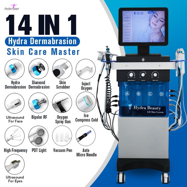 VENDA DE VENDA HOT HIDRO DISPOSITIVO FACIAL Microdermoabras￣o pele de ￡gua limpa Equipamento de descascamento de jato de oxig￪nio