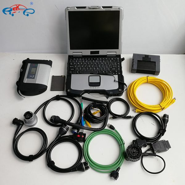 2024 Профессиональные инструменты MB STAR C4 ICOM A2 Диагностический сканер Сканер Мультиплексор и кабели ноутбук CF30 4GB для BMW для Mercedes Cars 1TB SSD