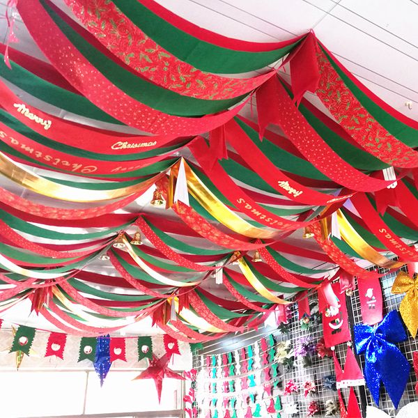 Decorações de Natal 4m Party Ribbon Bandy Flag Color Strip Decoração de teto de férias pendurado Buntingchristmas