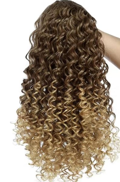 Nuove estensioni dei capelli umani afro crespi ricci coda di cavallo per donne nere miele biondo ombre riccioli coulisse soffio soffice coda di cavallo clip in posticci p33 / 27