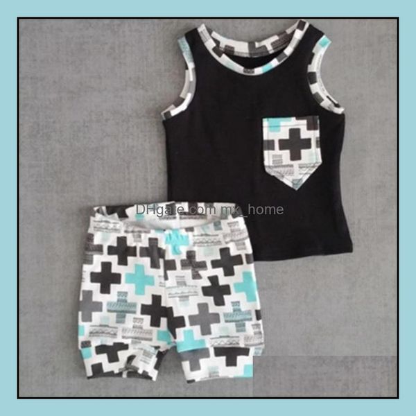 Kleidung Sets Sommer Ins Baby Jungen Set Kinder Schwarz Tank Tops Vestand Shorts 2 stücke Anzug Kleinkinder Kinder Outfits Mxhome Drop Del Mxhome Dh3Bd