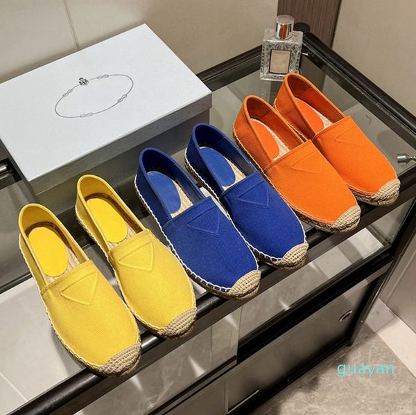 Designer Algodão alpargelina clara azul amarelo amarelo laranja plana sandálias de tela alpargelinha