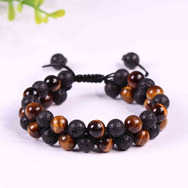 Armreif Designer Lavasteinarmband Energie Yoga Armband Gelbe Tigerauge Perle verstellbar für Männer buddhistischer Schmuck