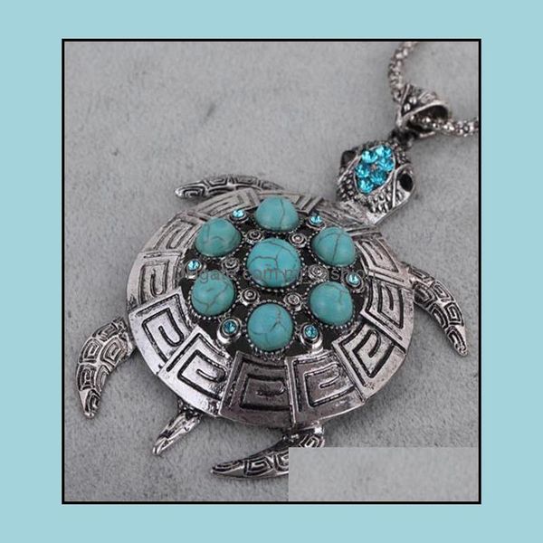 Colar de colar de colar de colar de colar para mulheres retro turquesa de tartaruga charme fêmea acessórios femininos jóias entrega 2021 caneta mjfashion dhmqc