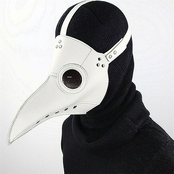 Lustige mittelalterliche Steampunk Pest Doctor Doctor Bird Mask Latex Punk Cosplay Masken Schnabel Erwachsene Halloween Event Requisiten Weiß schwarz 220819