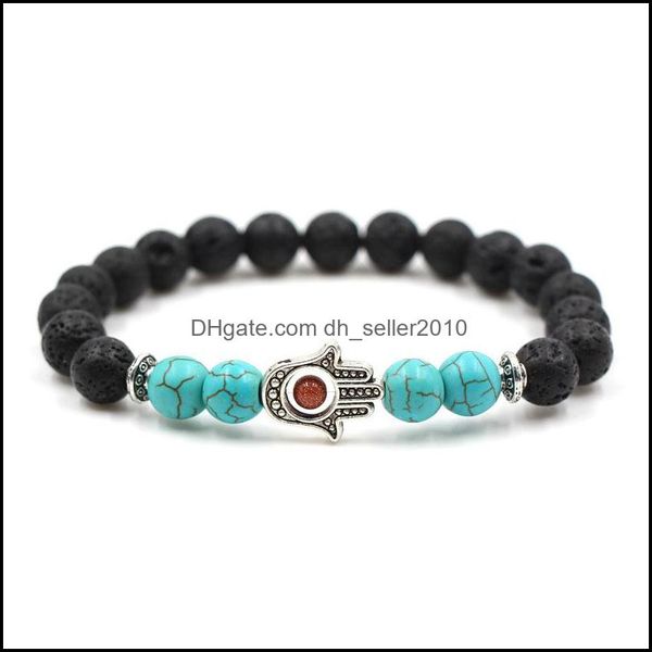 Charm Armbänder Lavastein Armband Hand von Fatima Hamsa Mala Black Evil Eye Amet Bead Drop Lieferung 2021 Schmuck Dhseller2010 Dhyp3