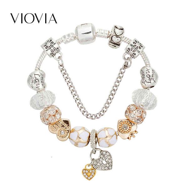 Armreif Designer Viovia Mode Luxus Charms Armband Armreifen Herz Perlen Anhänger für Frauen DIY Schmuck Fit Hochzeitsgeschenk B18011