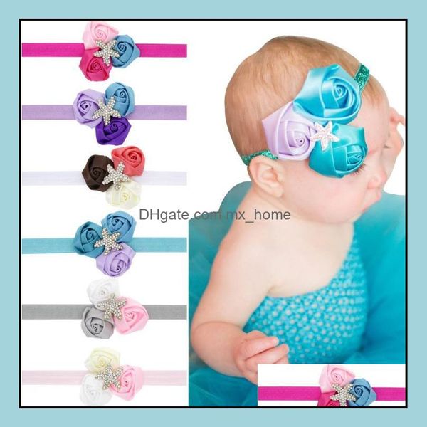 Haarschmuck Europa Baby Stirnband Kopfband Seestern Rosen Blume Headwrap Elastic Ocean Series Kinder Mxhome Drop Deliv Mxhome Dhkf1