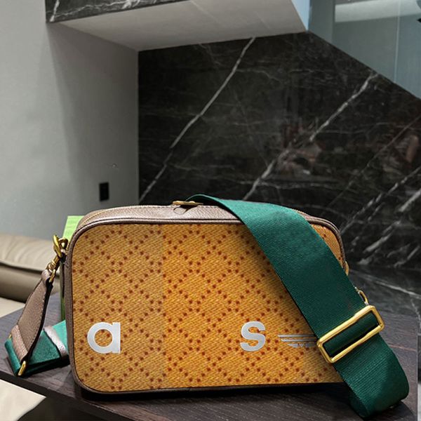 Designer Bolsa para câmera masculina Bolsa tiracolo esportiva Três listras Bolsa unissex Moda feminina Bolsa de ombro Clutch Couro de alta qualidade Alça verde vermelha Clássica letra