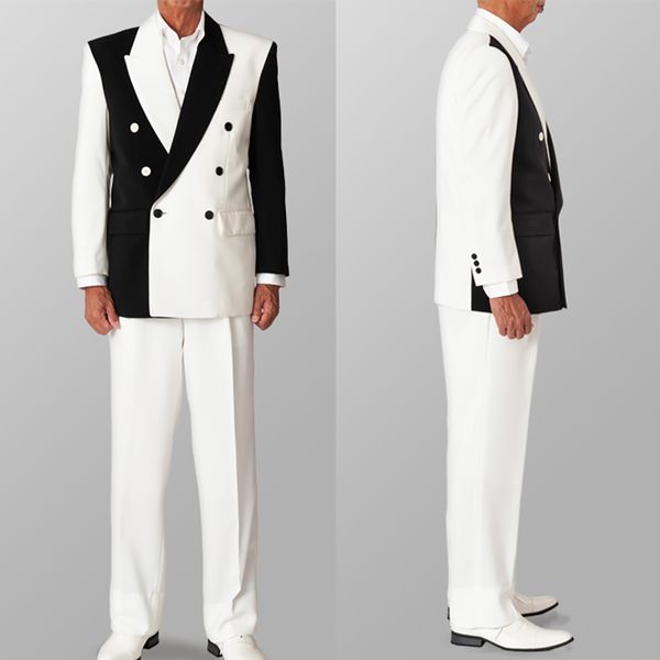 Ultimi design Smoking da sposa da uomo Abbinamento colori Semplice vestibilità aderente Abiti da lavoro Prom Risvolti con visiera Red Carpet Uomo Blazer Suit 2 Pces Giacca e pantaloni