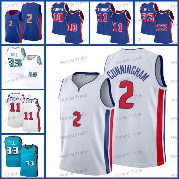 Draft de reminiscência 2 Cade Cunningham Jersey Grant Hill Dennis Rodman Isiah Thomas Mens camisas