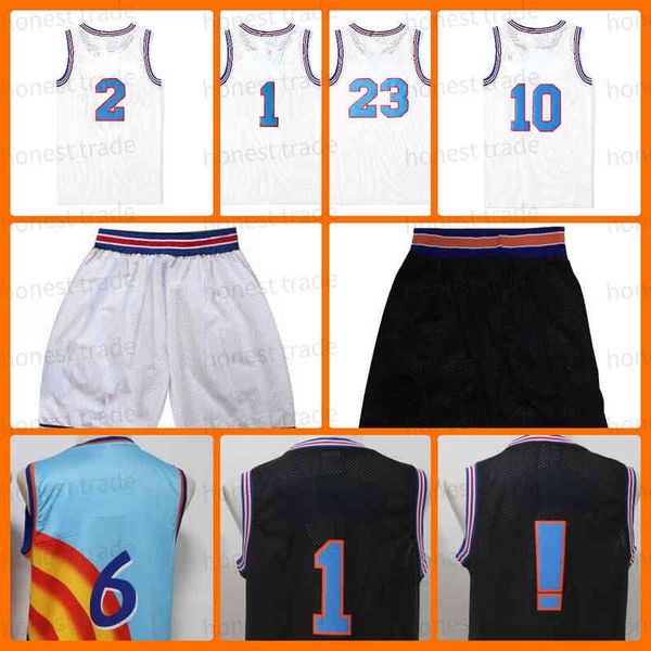 Movie Space Basketball Vintage Jersey Shorts 10 Lola 1 Bugs White Flint Tropics #33 Jackie MOON NCAA Retro genähte Trikots Shorts Sportswea