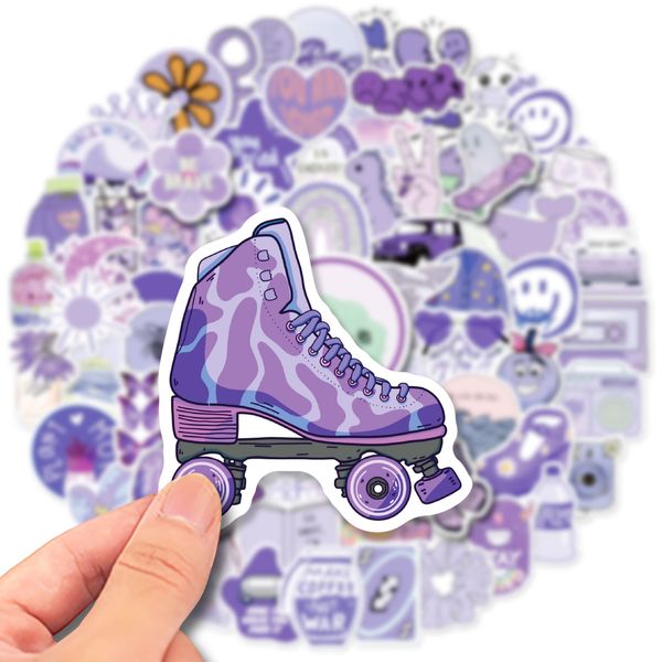 100 pezzi adesivi skateboard impermeabili misti viola per auto bambino scrapbooking astuccio diario telefono laptop pianificatore decorazione libro album giocattoli per bambini decalcomanie fai da te