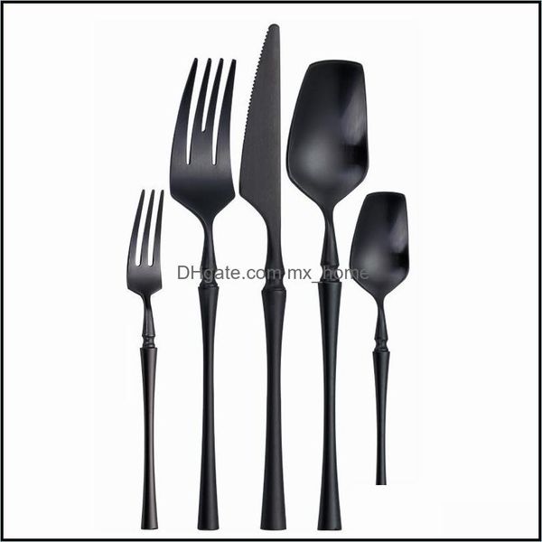 Conjunto de utens￭lios de jantar preto conjunto de talheres de a￧o inoxid￡vel Faca faca fosco de mesa de mesa de caf￩ de cozinha Dirata￧￣o de talheres de ch￡ 2 mxhome dh2wi