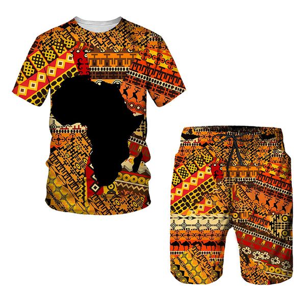 Men's Tracksuits Africano 3D Impressão feminina/homens Moda Moda Terce de estilo retrô Exercício de lazer esportes de verão xxs-6xlmen '